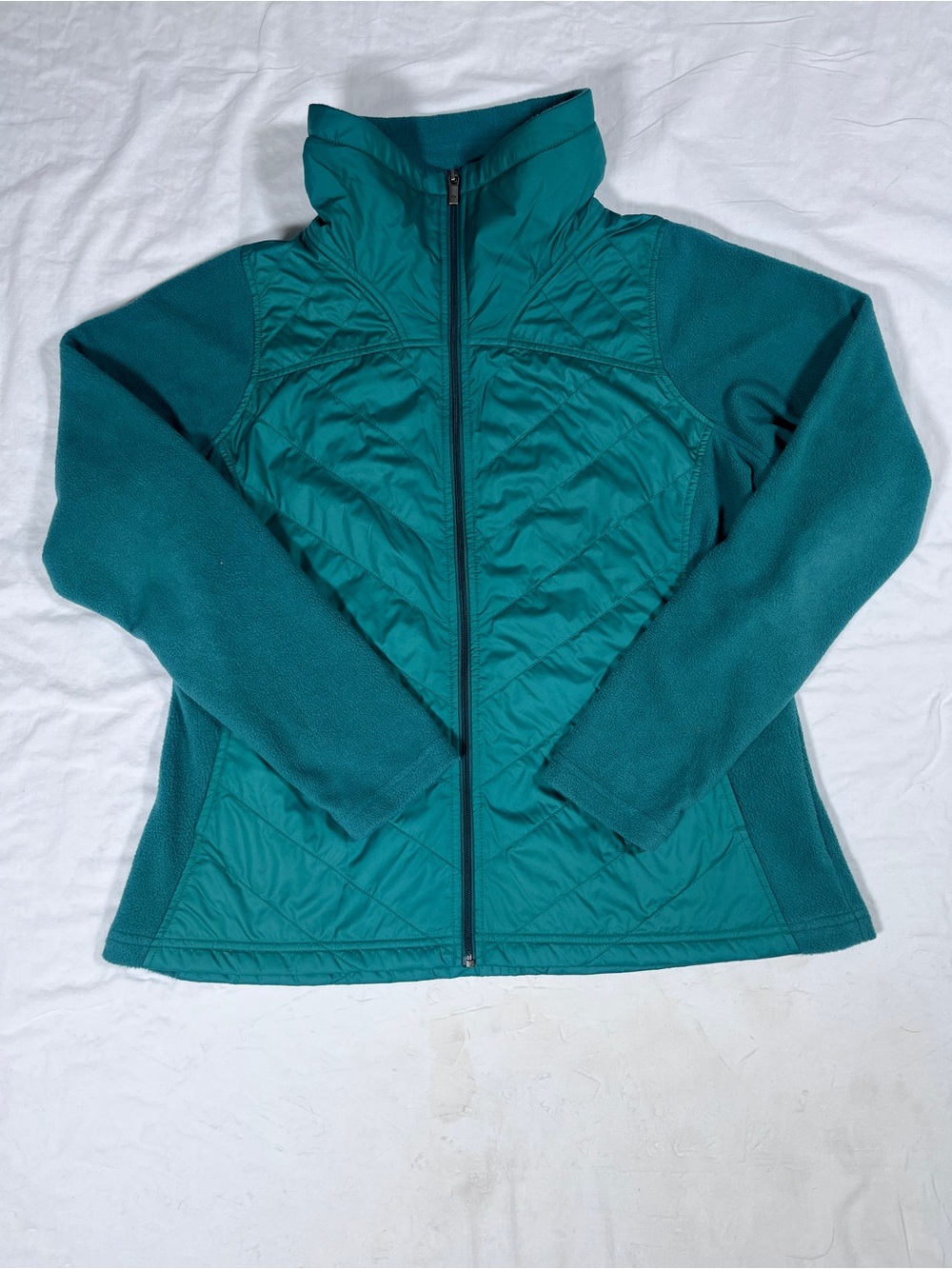 Columba Teal Women's Hybrid Quilted Jacket - Lightweight Full-Zip Size XL